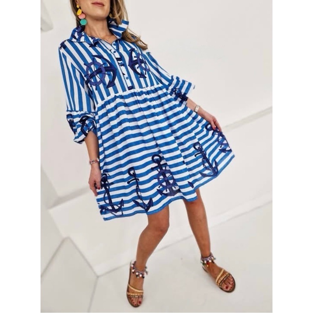 Antica Sartoria by Giacomo Cinque“Nautical Stripe Mini Dress” Size S/M NWT